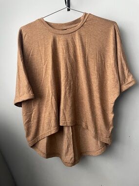 SHEIN Boxy Short Sleeve Top in Camel Brown